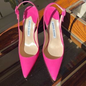 Pink Manolo Blahnik slings!